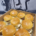 9 mini sliders from The Social Cafe in Emerald QLD 4720 – available for catering and takeaway.