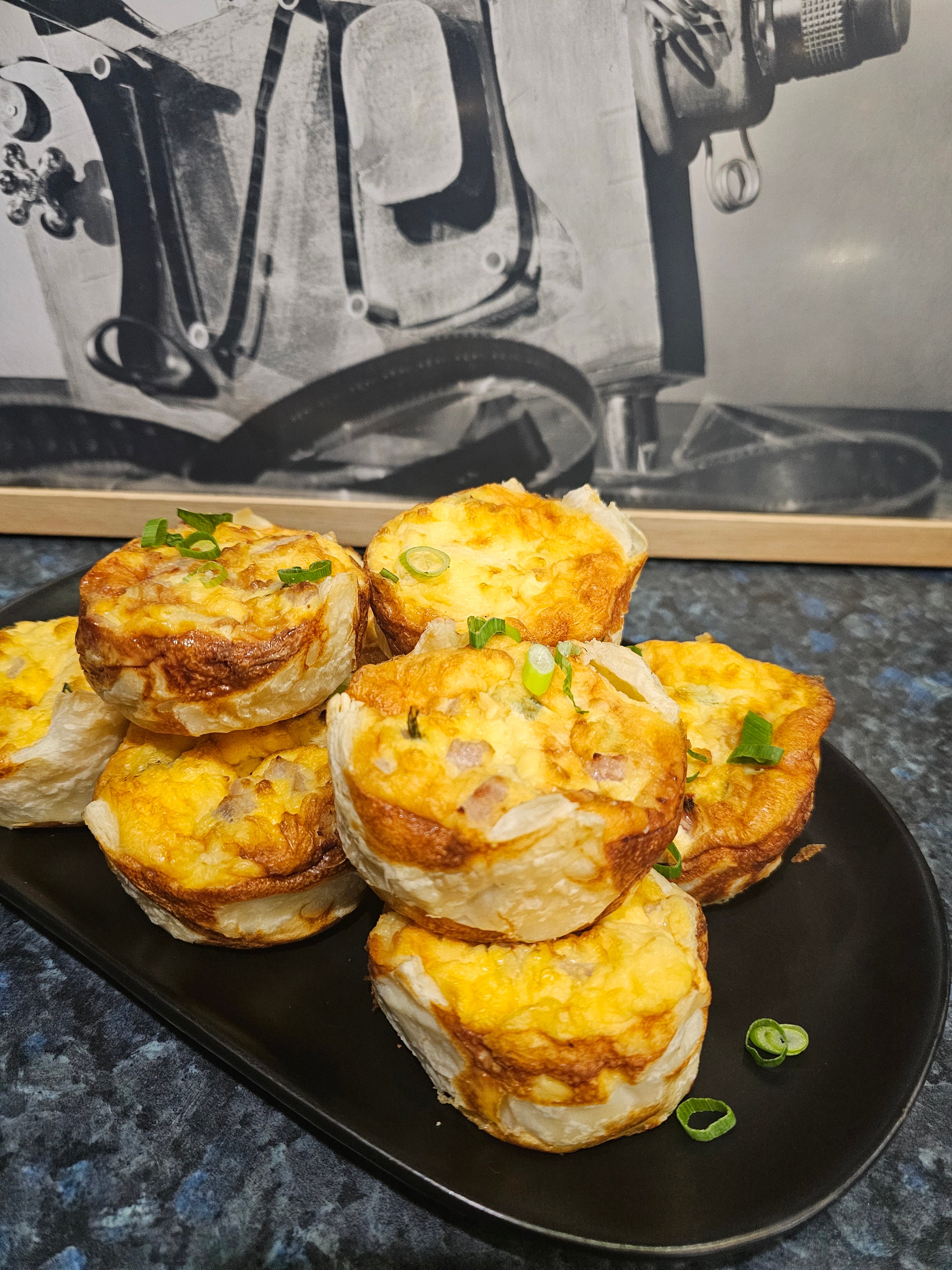 Mini quiche with fresh garden salad from The Social Cafe in Emerald QLD 4720 – perfect for catering and light lunches.