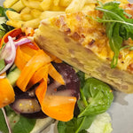 Homemade quiche and fresh salad from The Social Cafe in Emerald QLD 4720 – available for catering and takeaway.