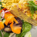 Homemade quiche and fresh salad from The Social Cafe in Emerald QLD 4720 – available for catering and takeaway.