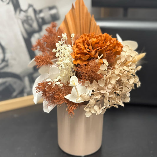 Small Burnt Orange Dried Flower Arrangement