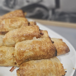 Mini Puffy Dogs finger food from The Social Cafe in Emerald QLD 4720 – available for catering with minimum orders.