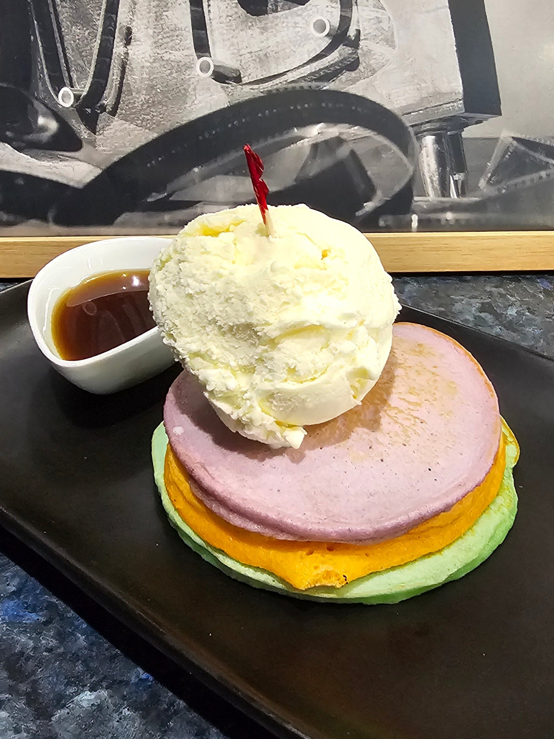Trio of pancakes served at The Social Cafe in Emerald QLD 4720 – available for dine-in and takeaway.